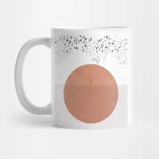 Abstract Sunset Landscape Flying Birds Mug